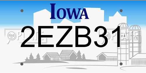 2EZB31 Iowa License Plate