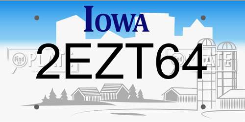 2EZT64 Iowa License Plate