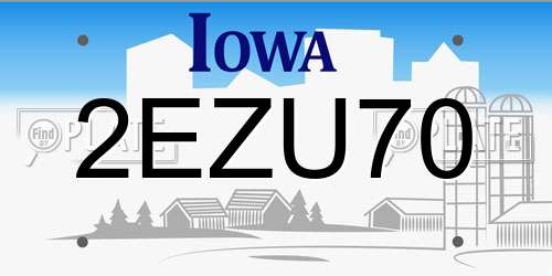 2EZU70 Iowa License Plate