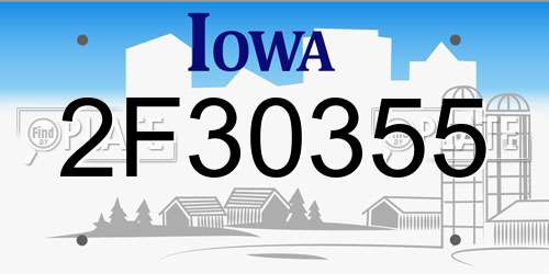 2F30355 Iowa License Plate
