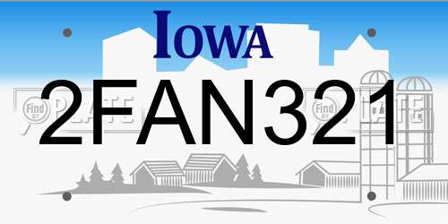 2FAN321 Iowa License Plate