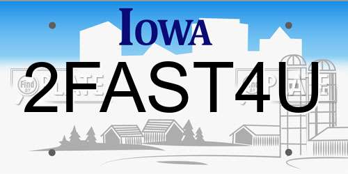 2FAST4U Iowa License Plate
