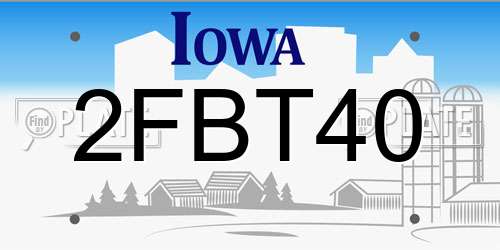 2FBT40 Iowa License Plate