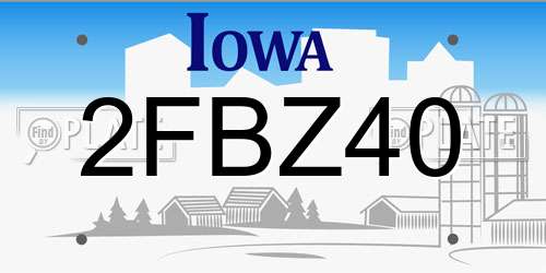 2FBZ40 Iowa License Plate