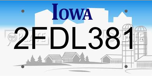 2FDL381 Iowa License Plate