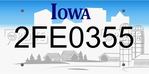 2FE0355 Iowa License Plate