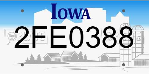 2FE0388 Iowa License Plate