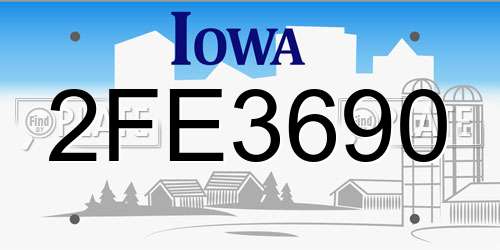 2FE3690 Iowa License Plate