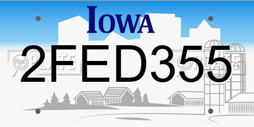 2FED355 Iowa License Plate