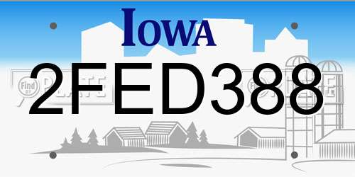 2FED388 Iowa License Plate