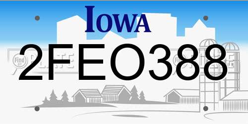 2FEO388 Iowa License Plate