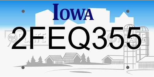 2FEQ355 Iowa License Plate