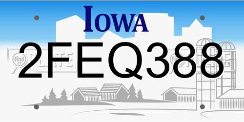2FEQ388 Iowa License Plate