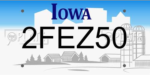 2FEZ50 Iowa License Plate