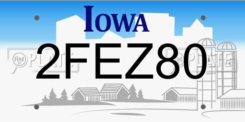2FEZ80 Iowa License Plate