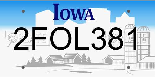 2FOL381 Iowa License Plate