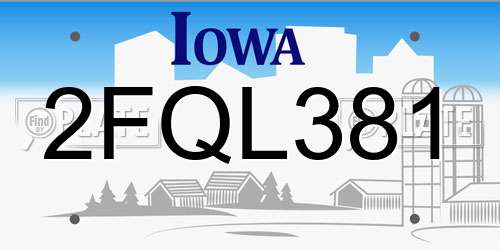 2FQL381 Iowa License Plate