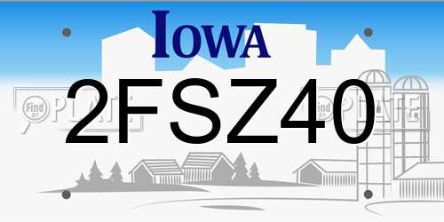 2FSZ40 Iowa License Plate