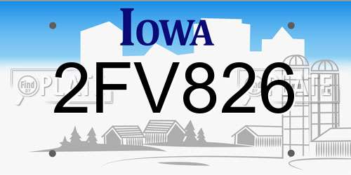2FV826 Iowa License Plate