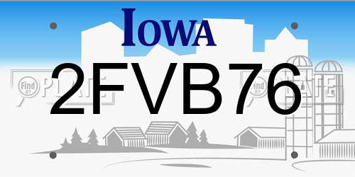 2FVB76 Iowa License Plate