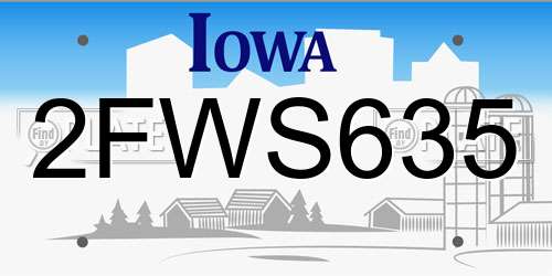 2FWS635 Iowa License Plate