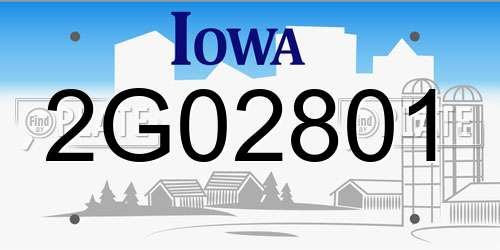 2G02801 Iowa License Plate