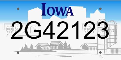 2G42123 Iowa License Plate