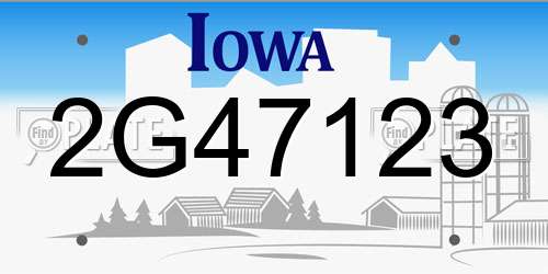 2G47123 Iowa License Plate