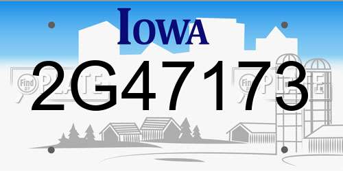 2G47173 Iowa License Plate