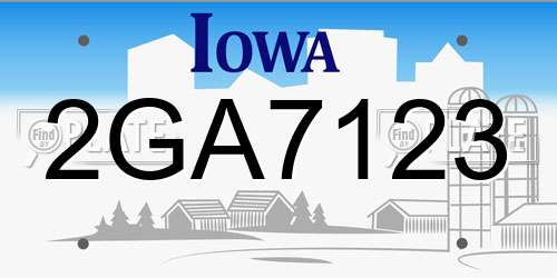 2GA7123 Iowa License Plate