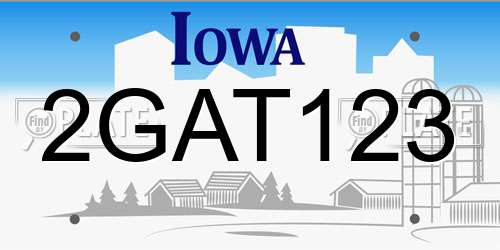 2GAT123 Iowa License Plate