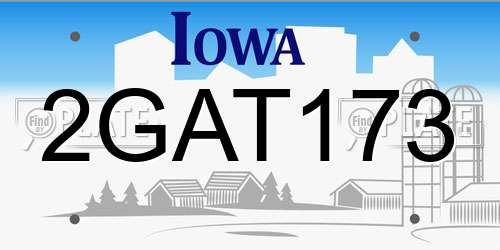2GAT173 Iowa License Plate