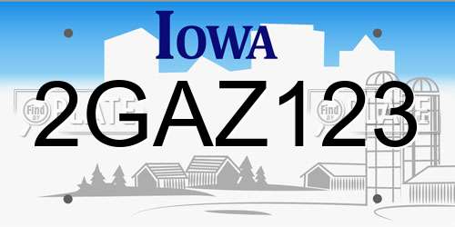 2GAZ123 Iowa License Plate
