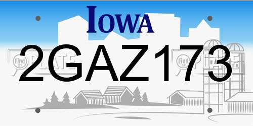 2GAZ173 Iowa License Plate
