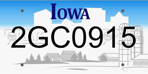 2GC0915 Iowa License Plate