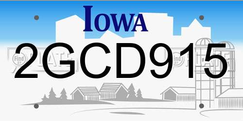 2GCD915 Iowa License Plate