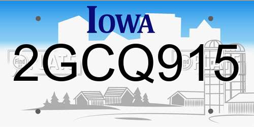 2GCQ915 Iowa License Plate