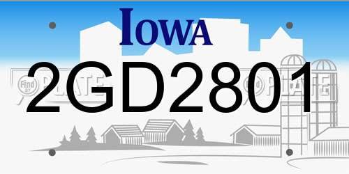 2GD2801 Iowa License Plate