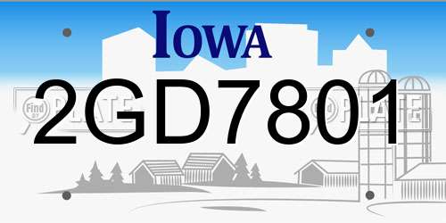 2GD7801 Iowa License Plate