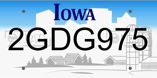 2GDG975 Iowa License Plate