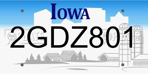 2GDZ801 Iowa License Plate