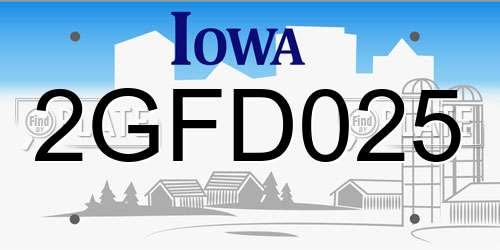 2GFD025 Iowa License Plate