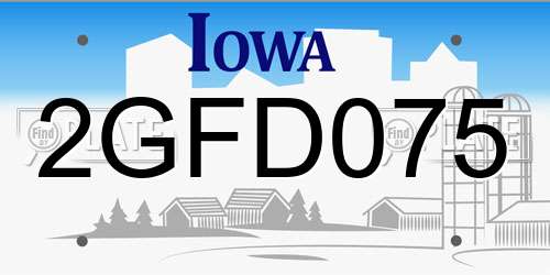 2GFD075 Iowa License Plate