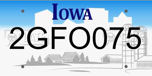 2GFO075 Iowa License Plate