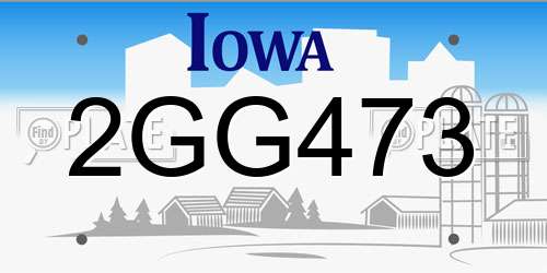 2GG473 Iowa License Plate