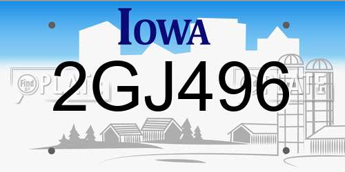 2GJ496 Iowa License Plate