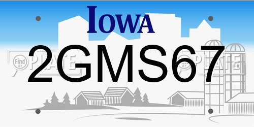 2GMS67 Iowa License Plate