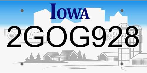 2GOG928 Iowa License Plate