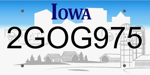 2GOG975 Iowa License Plate
