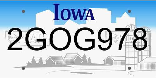 2GOG978 Iowa License Plate